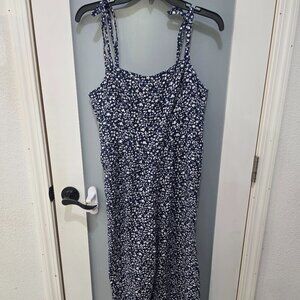 Old Navy Floral Blue Wide Leg Romper MP Petite Tie Strap Jumpsuit NWT Pockets